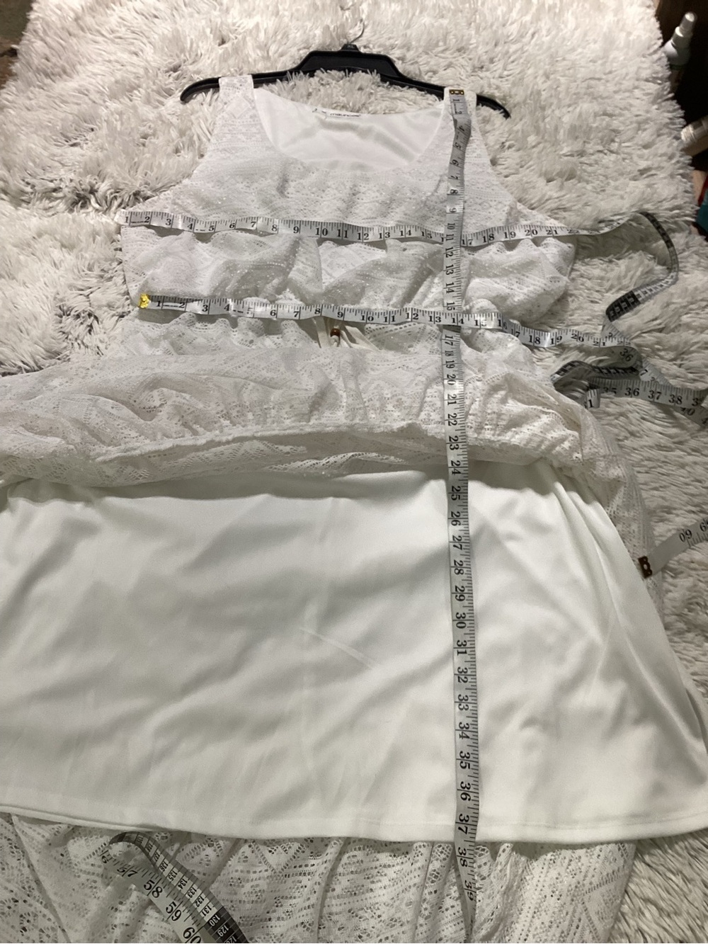 Maurices White Lace Maxi Dress with attached mini skirt underneath - Size 2 - Picture 10 of 13